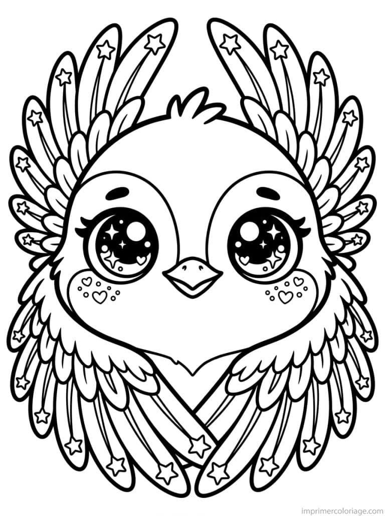 coloriage hirondelle kawaii visage - dessin gratuit &agrave; imprimer