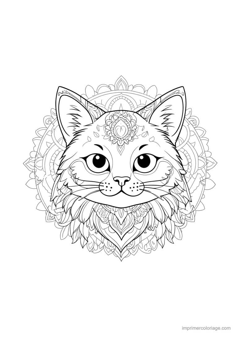 coloriage mandala chat chaton mignon bijou - dessin gratuit &agrave; imprimer