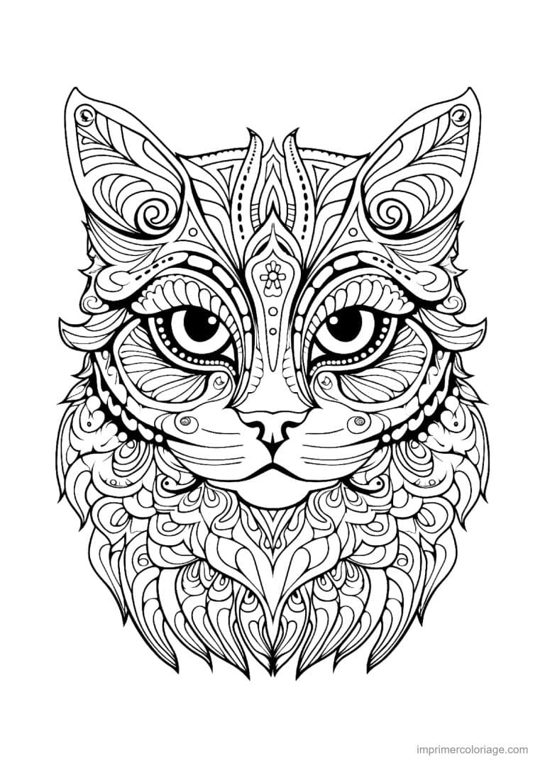 coloriage mandala chat mandala realiste - dessin gratuit &agrave; imprimer
