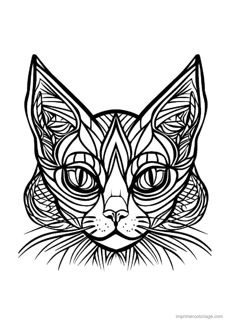 coloriage mandala chat tete oriental - dessin gratuit &agrave; imprimer
