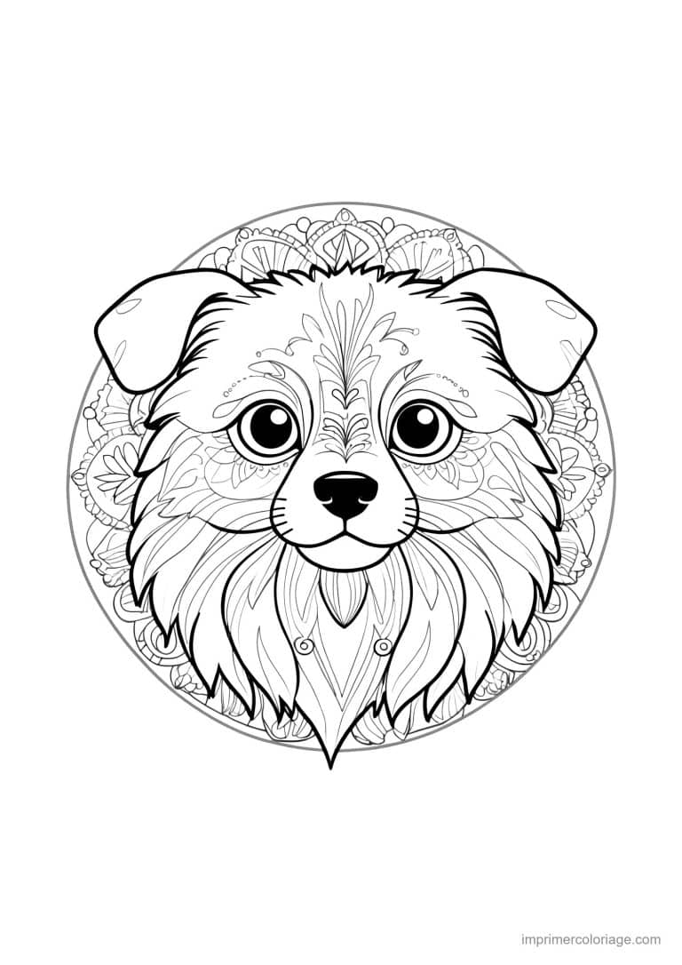 coloriage mandala chien berger australien - dessin gratuit &agrave; imprimer