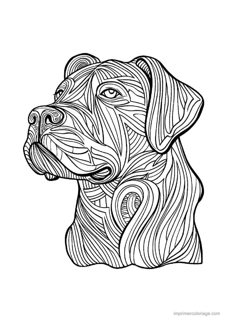 coloriage mandala chien dogue de bordeaux - dessin gratuit &agrave; imprimer