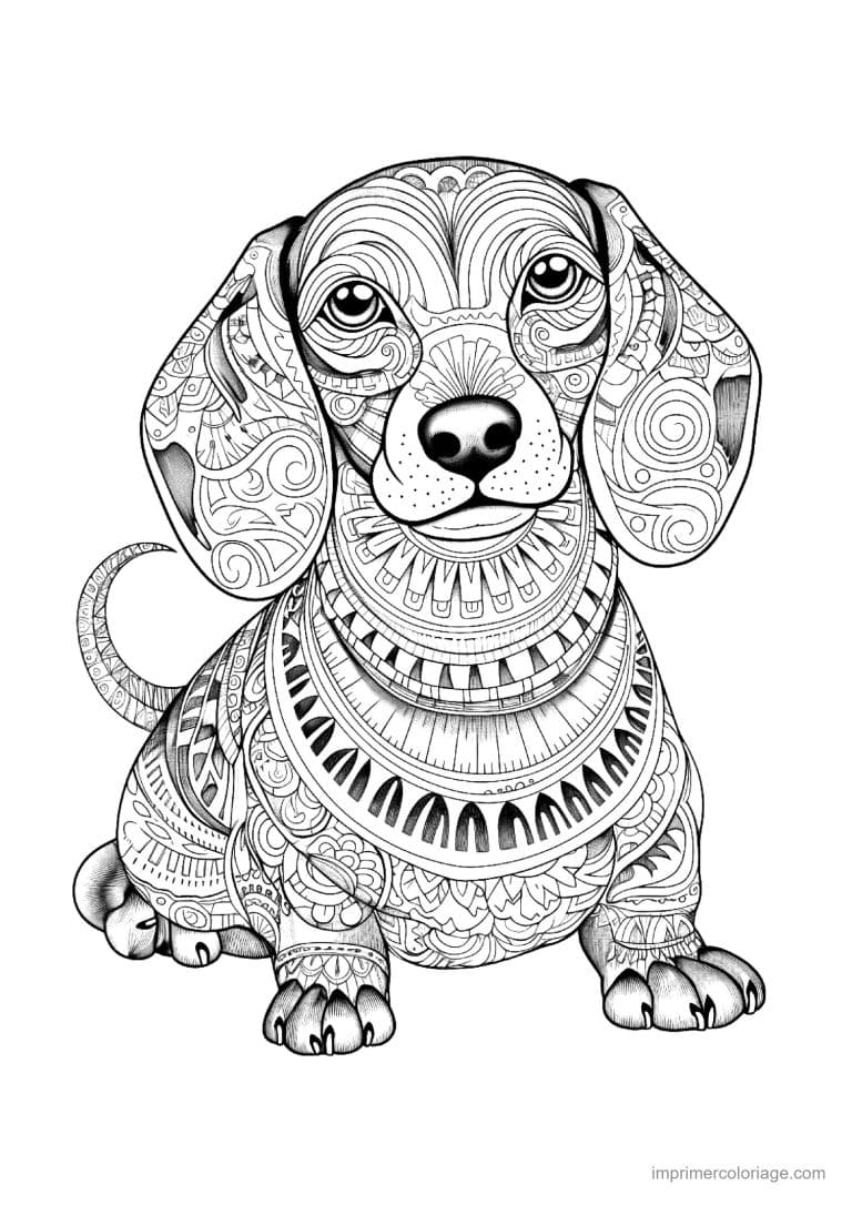 coloriage mandala chien teckel 2 - dessin gratuit &agrave; imprimer