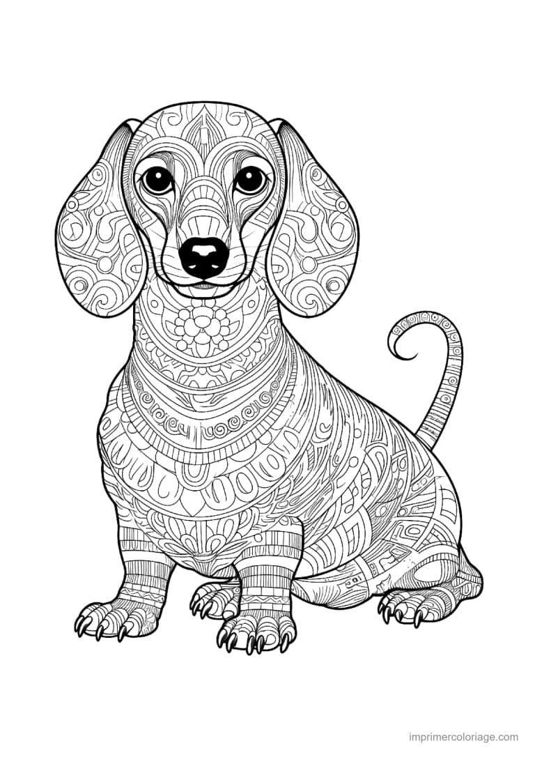 coloriage mandala chien teckel 3 - dessin gratuit &agrave; imprimer