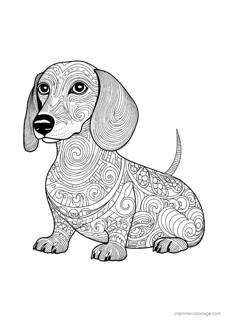 coloriage mandala chien teckel - dessin gratuit &agrave; imprimer