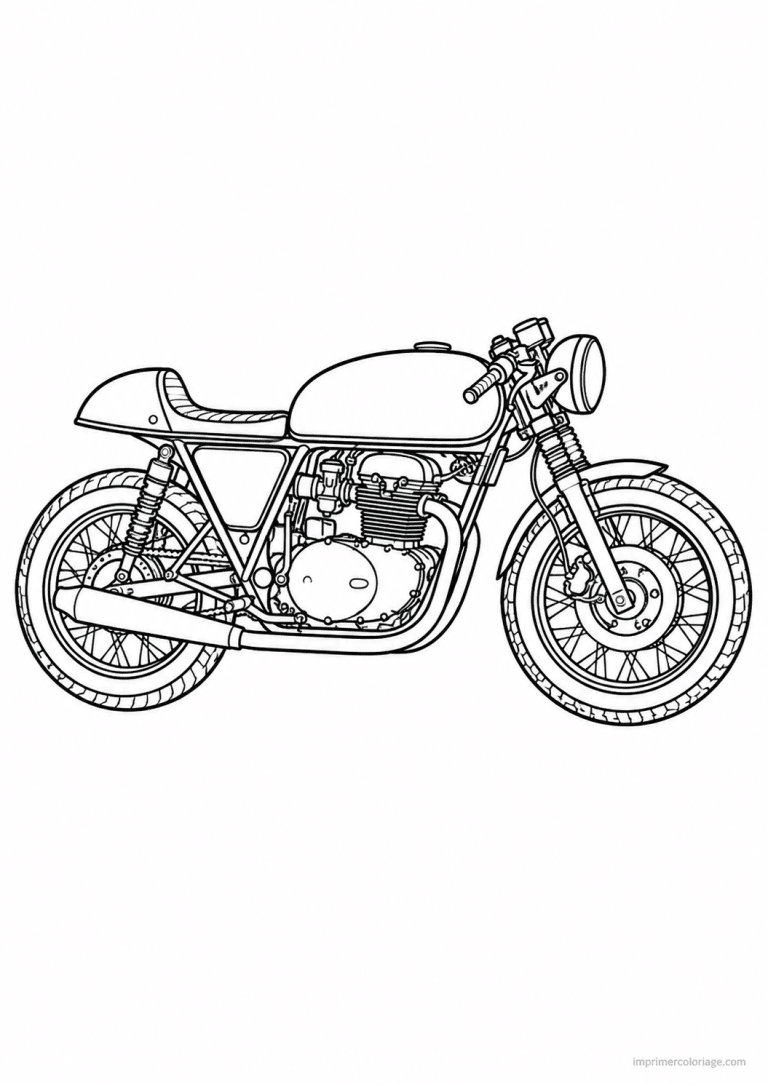 coloriage moto cafe racer vintage - dessin gratuit &agrave; imprimer