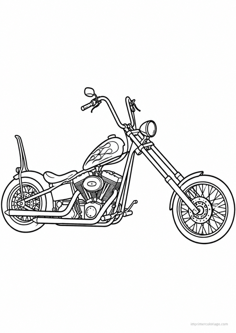 coloriage moto chopper fourches longues 2 - dessin gratuit &agrave; imprimer