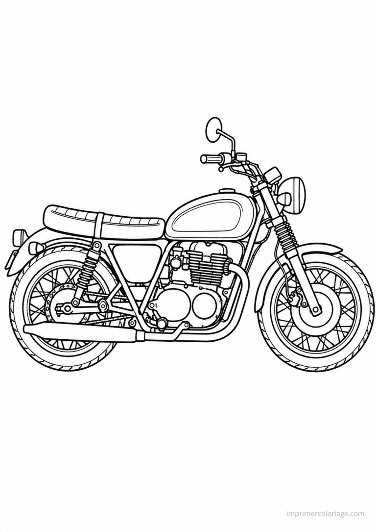 coloriage moto classique profil 2 - dessin gratuit &agrave; imprimer