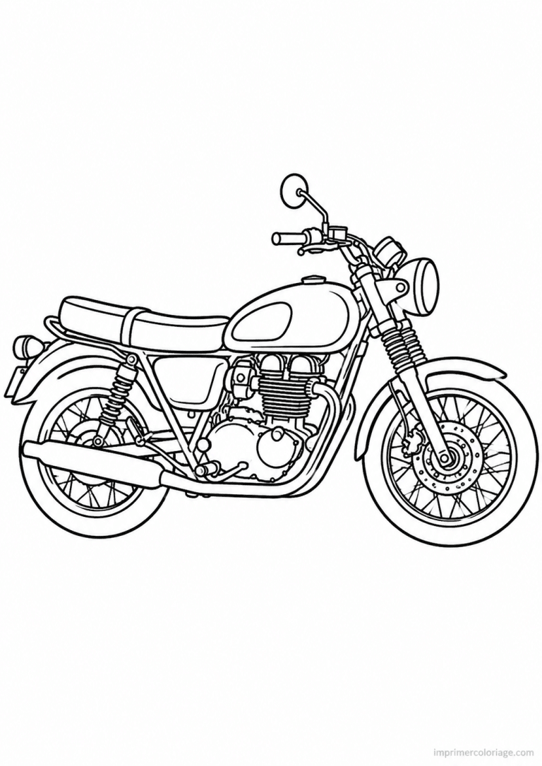 coloriage moto classique profil 3 - dessin gratuit &agrave; imprimer