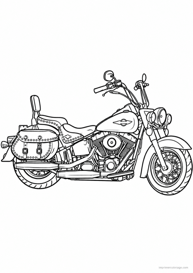 coloriage moto cruiser vtwin sacoches - dessin gratuit &agrave; imprimer