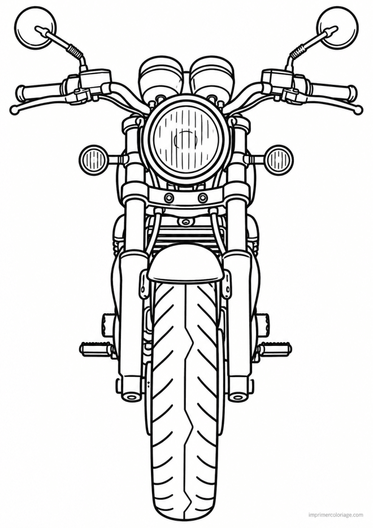 coloriage moto face phare guidon - dessin gratuit &agrave; imprimer