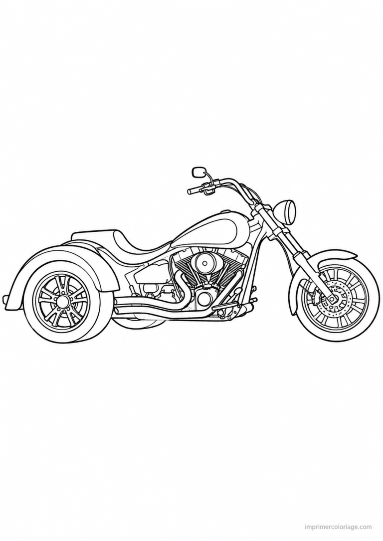 coloriage moto trike trois roues - dessin gratuit &agrave; imprimer