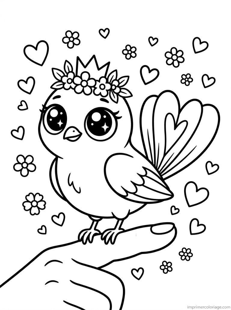 coloriage oiseau cute couronne doigt à imprimer coloriage oiseau cute couronne doigt - dessin gratuit à imprimer