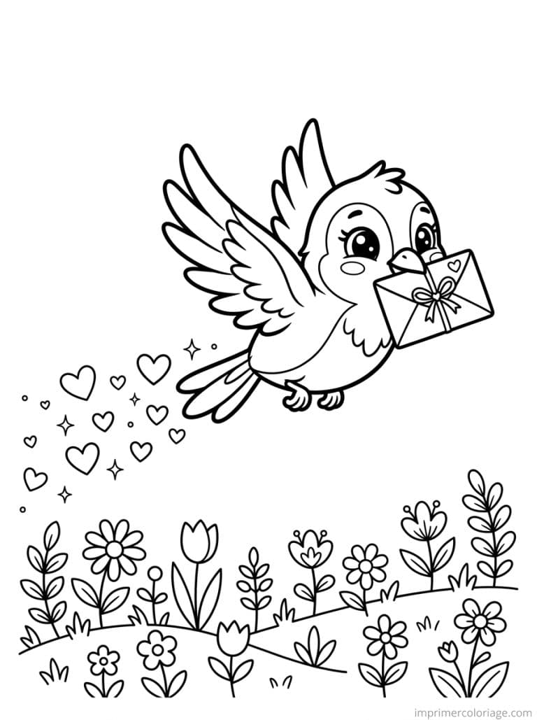 coloriage oiseau cute lettre coeur à imprimer coloriage oiseau cute lettre coeur - dessin gratuit à imprimer