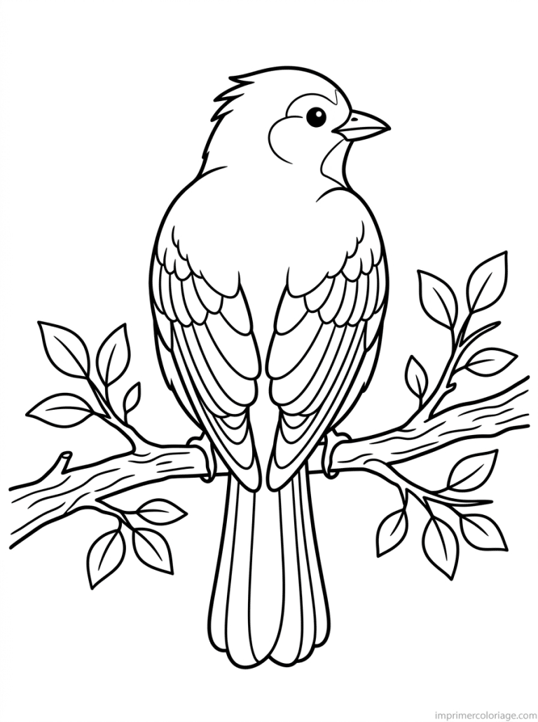 coloriage oiseau dos plumes branche à imprimer coloriage oiseau dos plumes branche - dessin gratuit à imprimer