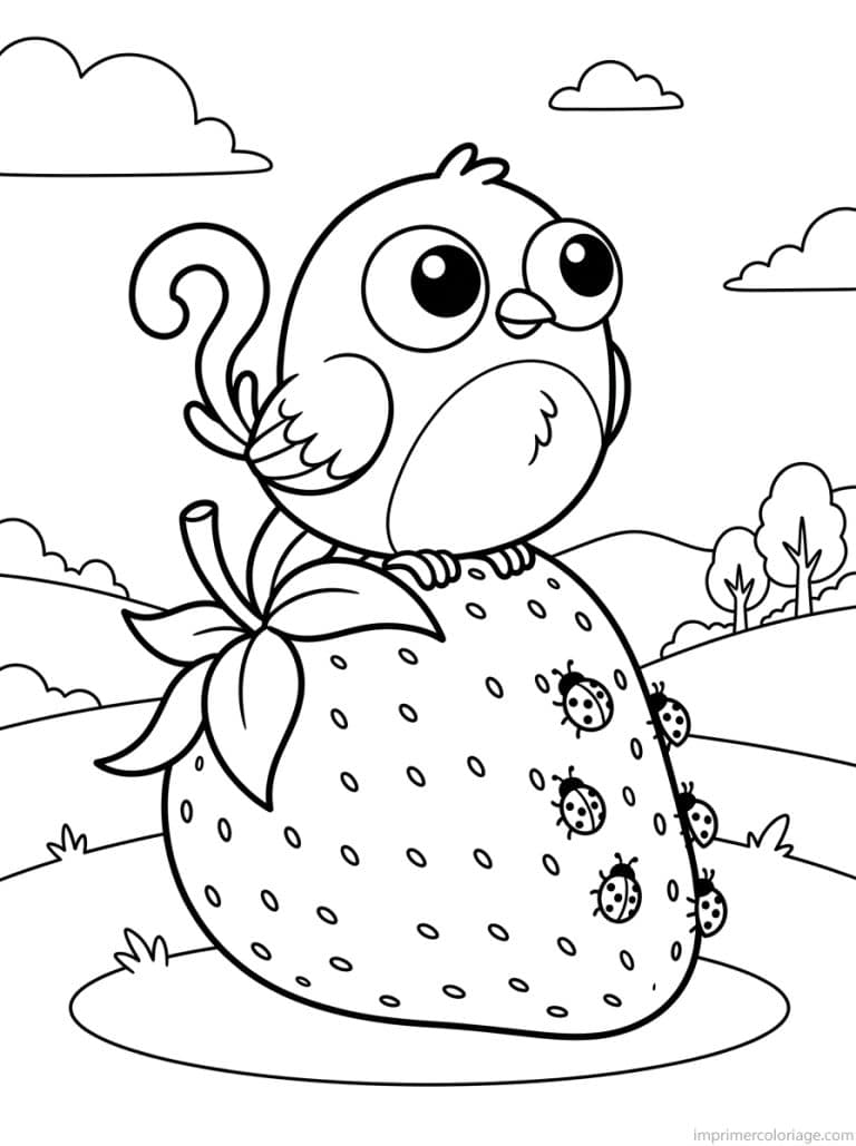 coloriage oiseau kawaii fraise vigie à imprimer coloriage oiseau kawaii fraise vigie - dessin gratuit à imprimer