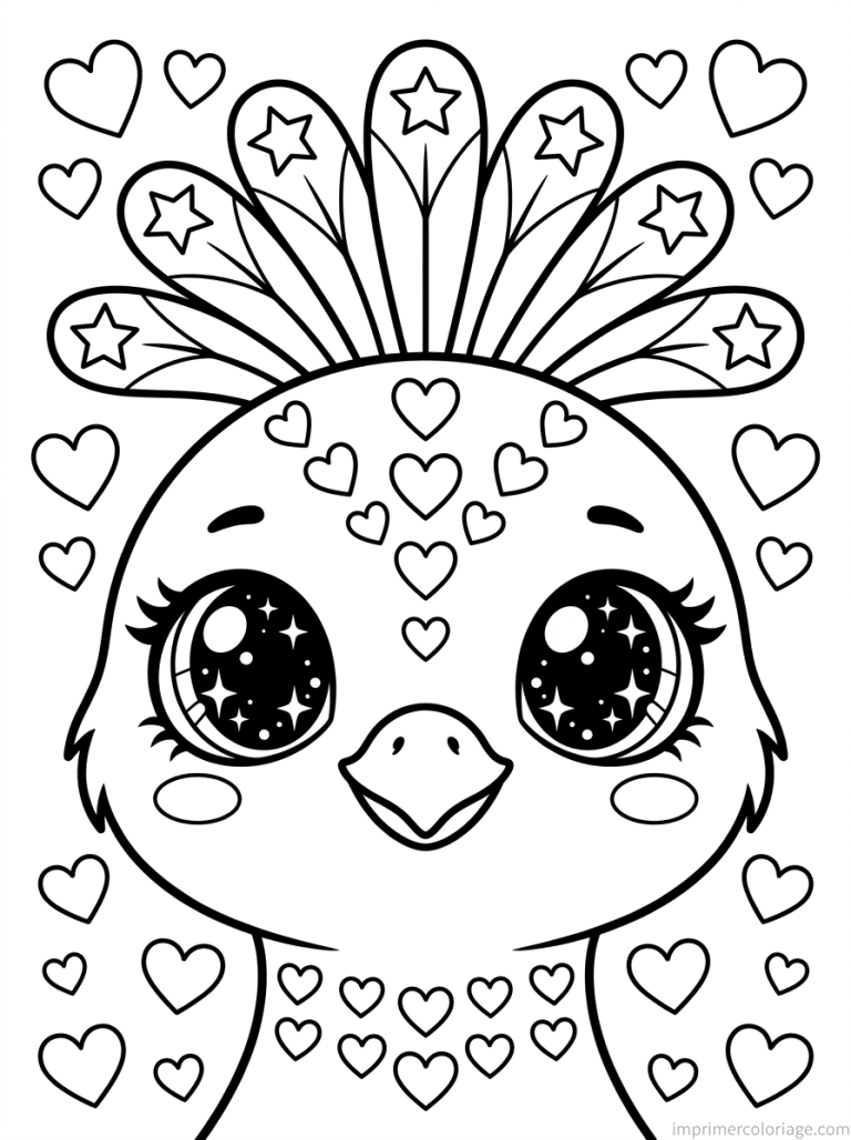 coloriage oiseau kawaii visage à imprimer coloriage oiseau kawaii visage - dessin gratuit à imprimer