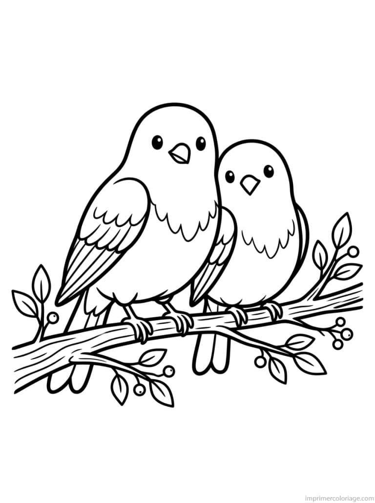 coloriage oiseaux duo branche à imprimer coloriage oiseaux duo branche - dessin gratuit à imprimer