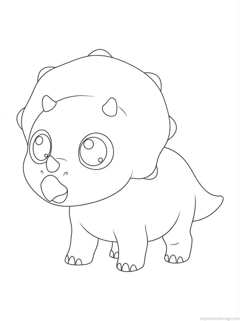 coloriage triceratops bebe cornes - dessin gratuit &agrave; imprimer