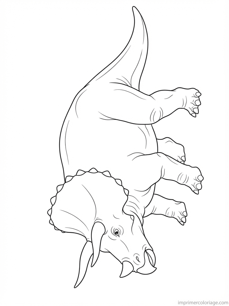 coloriage triceratops broute tete basse - dessin gratuit &agrave; imprimer