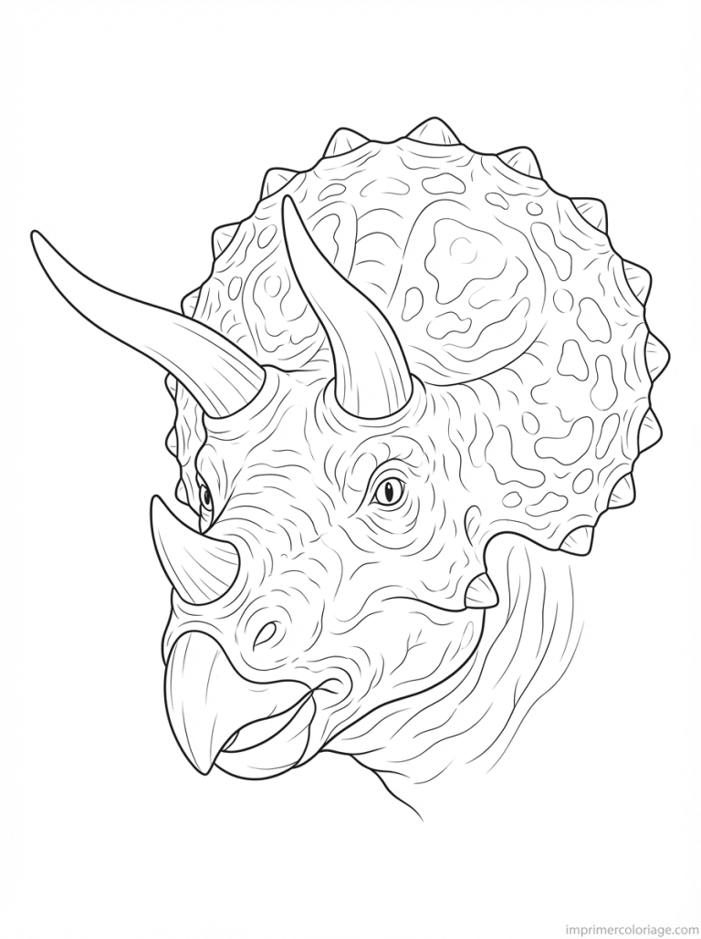 coloriage triceratops portrait visage - dessin gratuit &agrave; imprimer