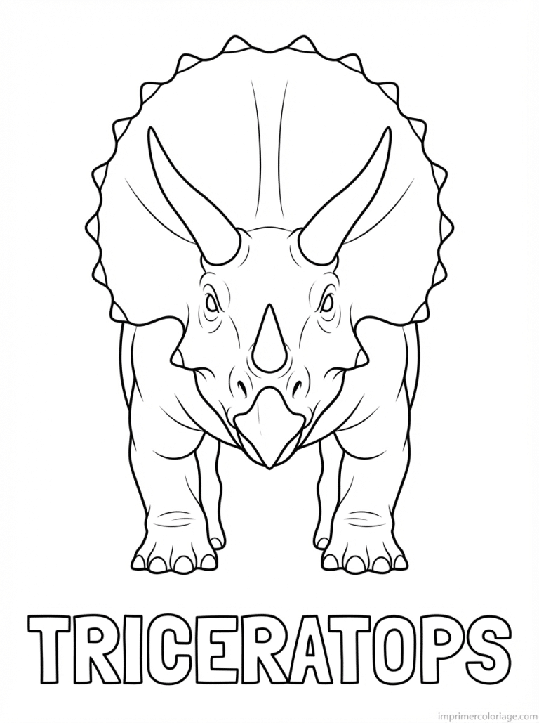 coloriage triceratops titre face - dessin gratuit &agrave; imprimer