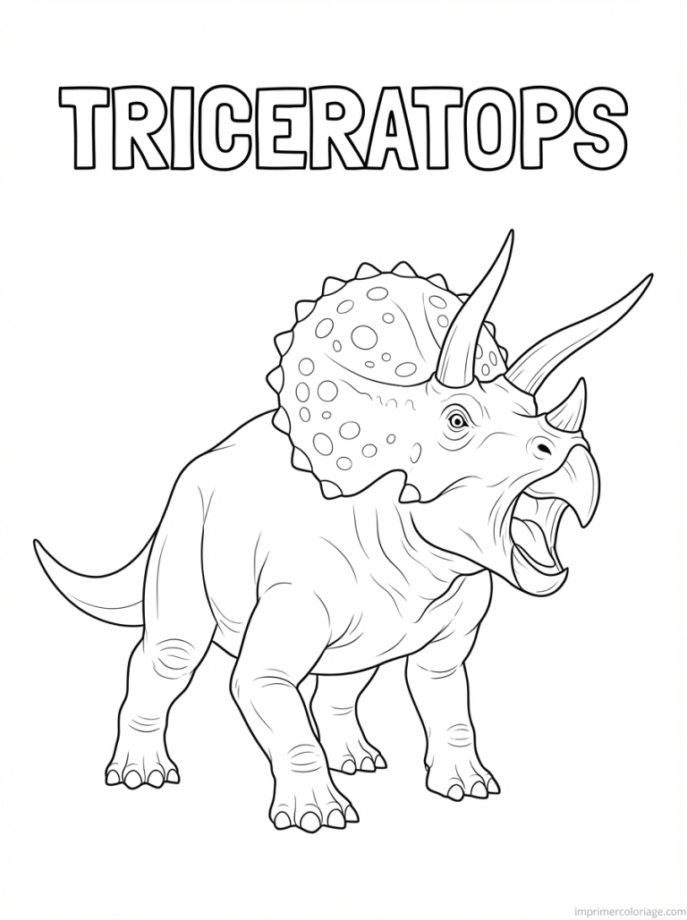 coloriage triceratops titre rugit - dessin gratuit &agrave; imprimer