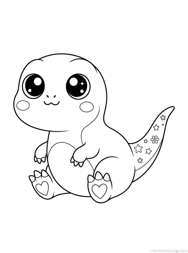 coloriage velociraptor kawaii griffe coeur - dessin gratuit &agrave; imprimer