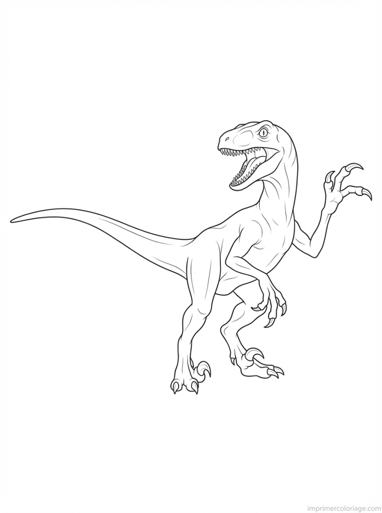 coloriage velociraptor menace griffe - dessin gratuit &agrave; imprimer