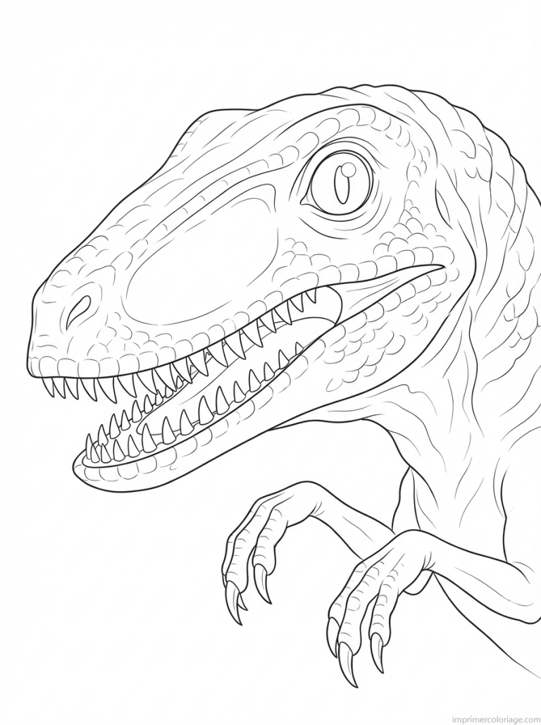 coloriage velociraptor portrait dents - dessin gratuit &agrave; imprimer