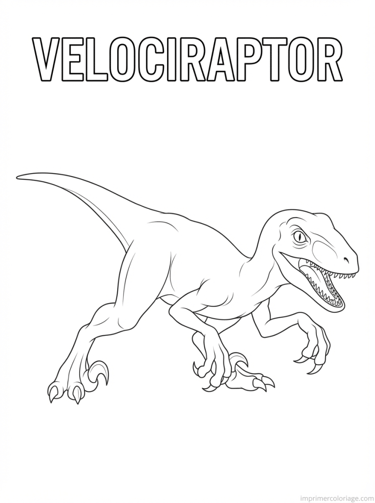 coloriage velociraptor titre pose - dessin gratuit &agrave; imprimer
