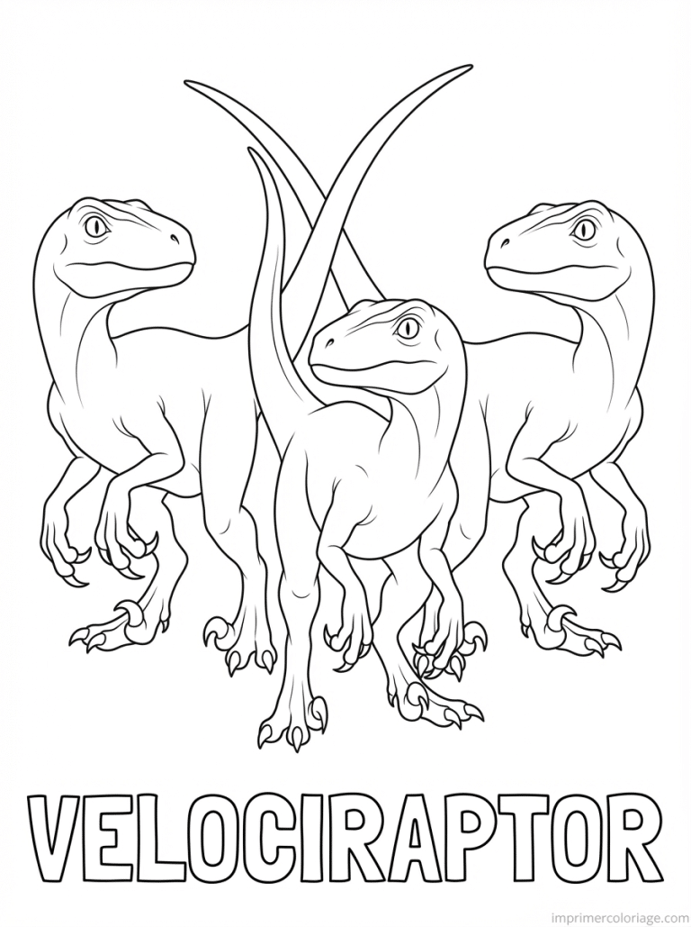 coloriage velociraptor titre trio - dessin gratuit &agrave; imprimer
