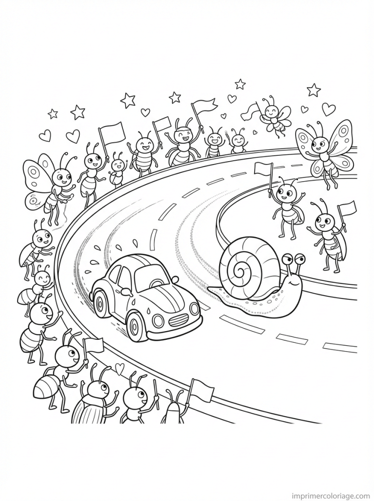 coloriage voiture course cute escargot piste - dessin gratuit &agrave; imprimer