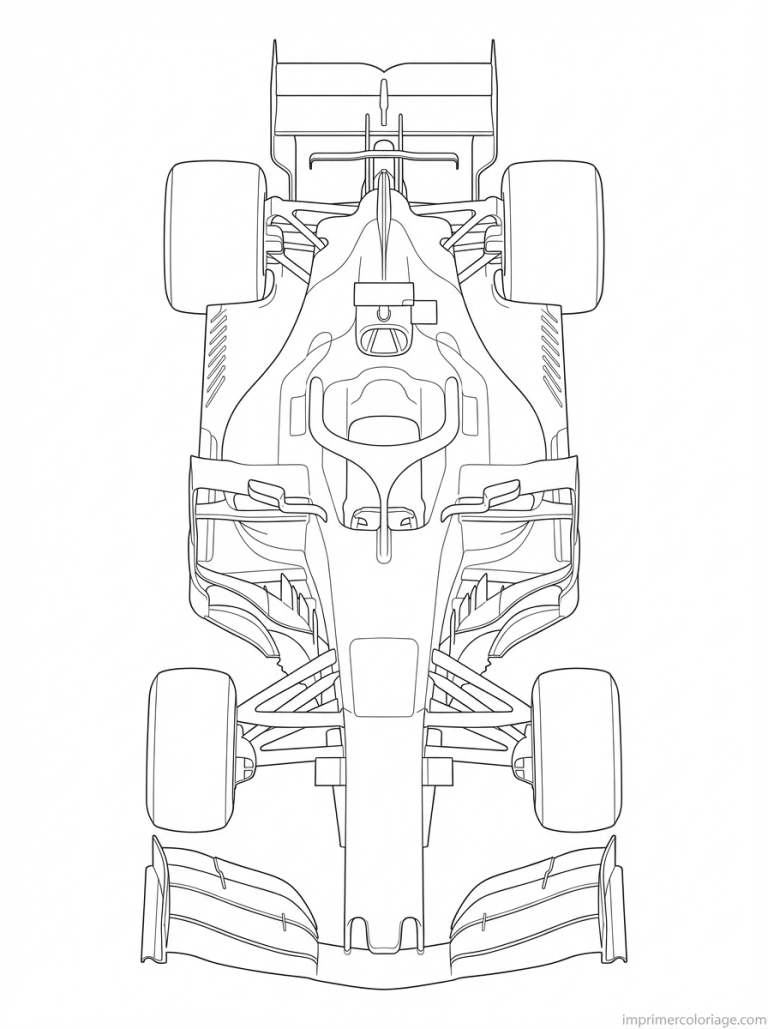 coloriage voiture course f1 dessus - dessin gratuit &agrave; imprimer