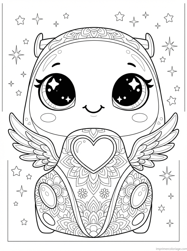 coloriage voiture course kawaii visage mandala - dessin gratuit &agrave; imprimer