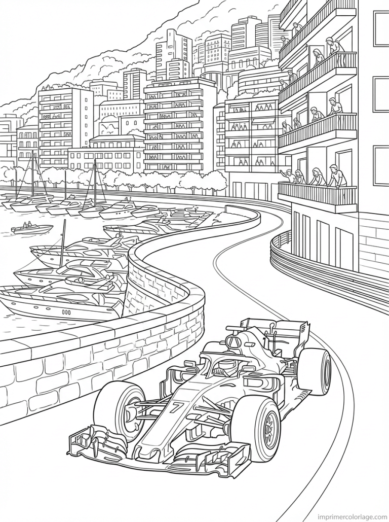 coloriage voiture course monaco port - dessin gratuit &agrave; imprimer