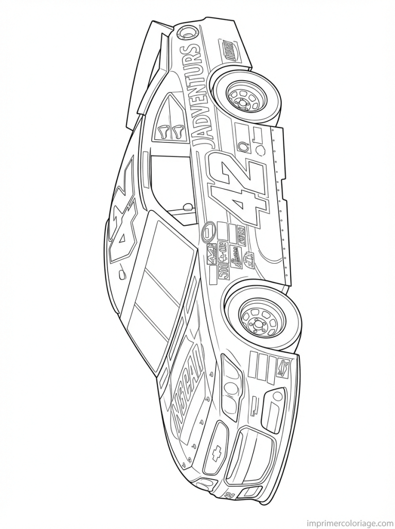 coloriage voiture course nascar profil - dessin gratuit &agrave; imprimer