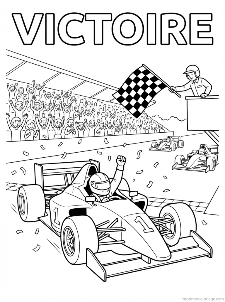 coloriage voiture course titre victoire - dessin gratuit &agrave; imprimer