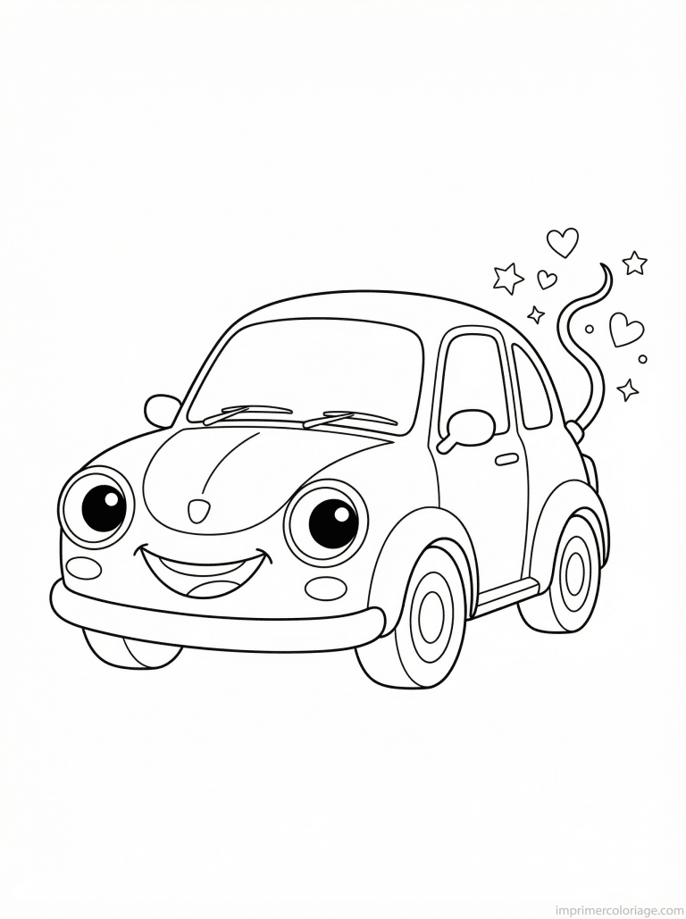 coloriage voiture cute yeux sourire - dessin gratuit &agrave; imprimer