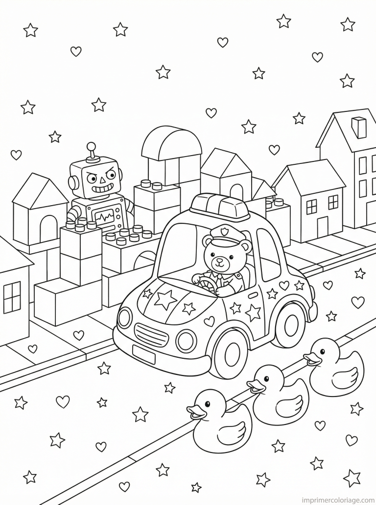 coloriage voiture police cute jouets mini - dessin gratuit &agrave; imprimer