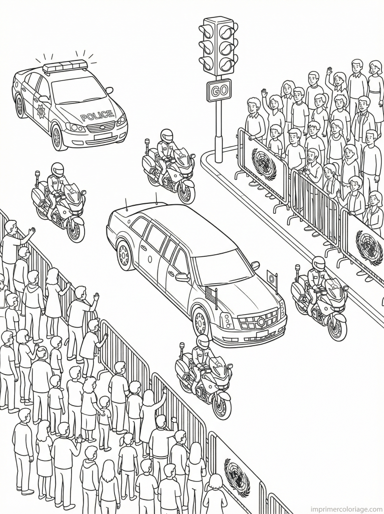 coloriage voiture police escorte cortege - dessin gratuit &agrave; imprimer
