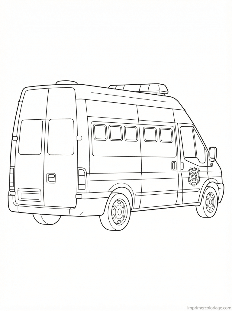 coloriage voiture police fourgon profil - dessin gratuit &agrave; imprimer