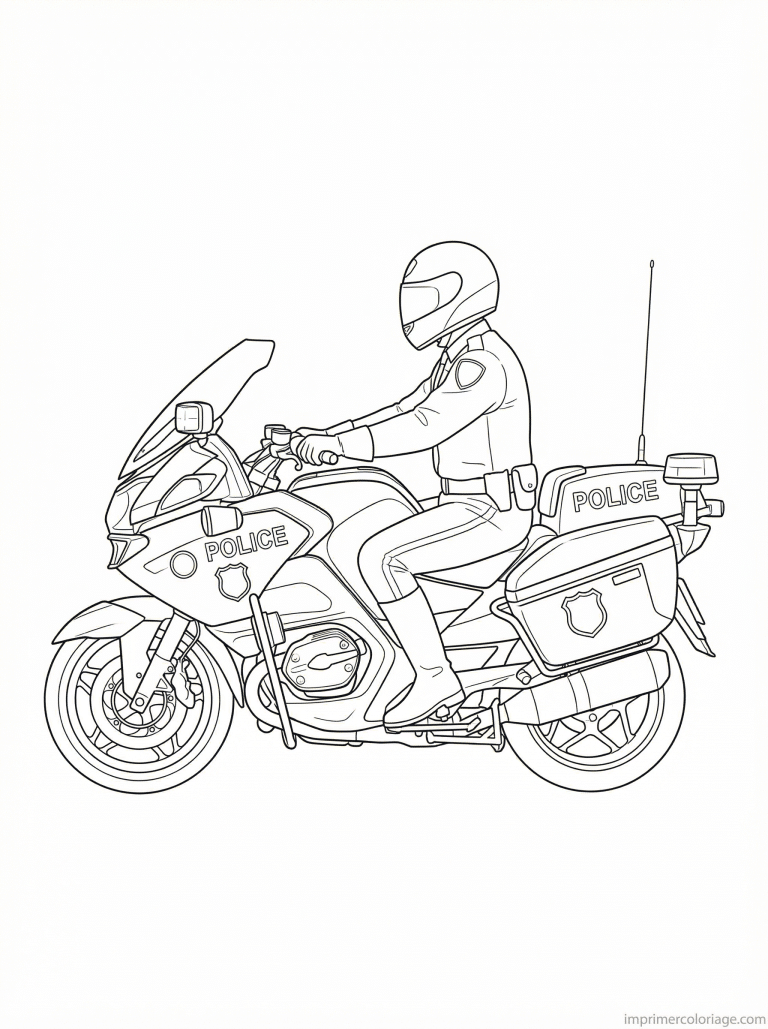 coloriage voiture police moto officier - dessin gratuit &agrave; imprimer