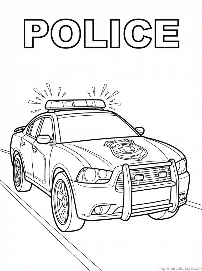 coloriage voiture police titre badge - dessin gratuit &agrave; imprimer