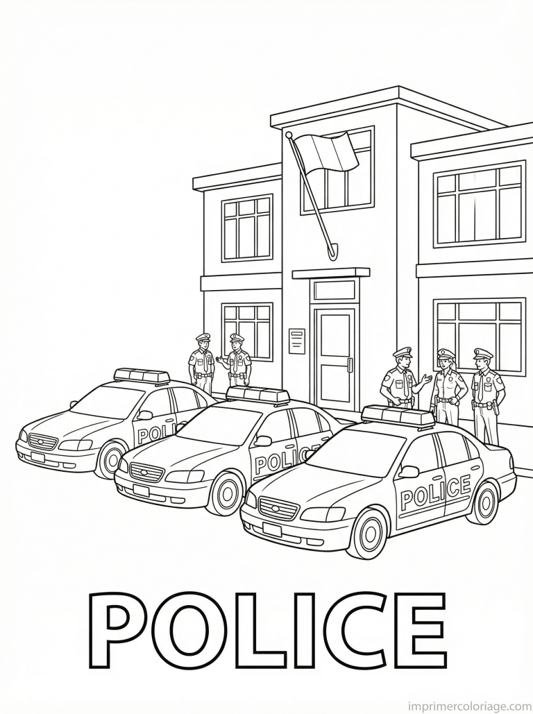 coloriage voiture police titre commissariat - dessin gratuit &agrave; imprimer