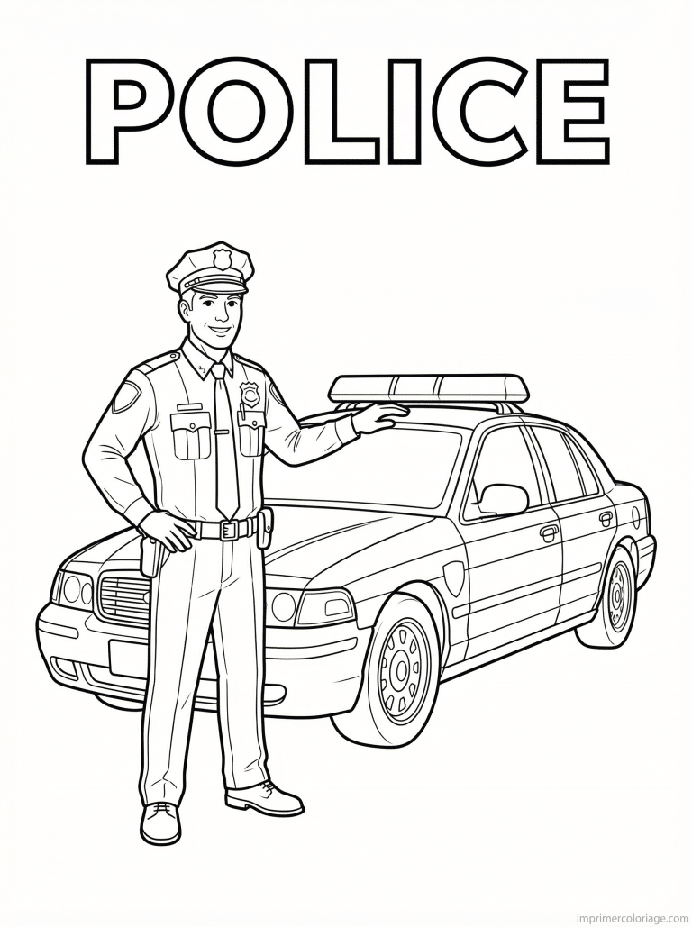 coloriage voiture police titre officier - dessin gratuit &agrave; imprimer