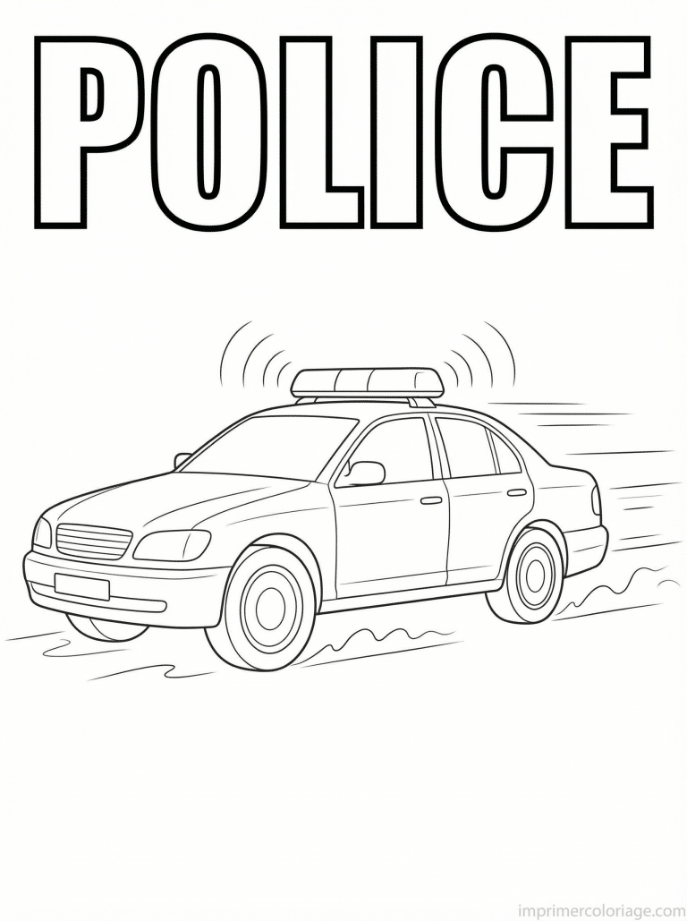 coloriage voiture police titre vitesse - dessin gratuit &agrave; imprimer