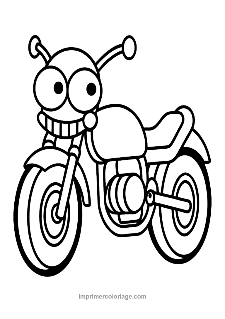 moto cartoon yeux antennes guidon - dessin gratuit &agrave; imprimer