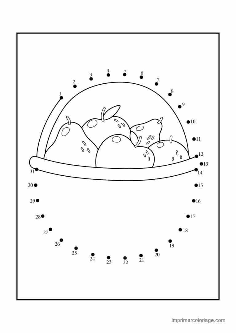 point a relier 1 a 31 panier de fruits - dessin gratuit &agrave; imprimer