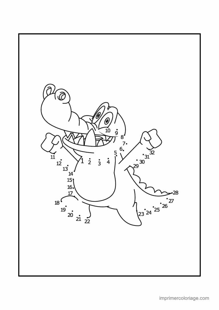 point a relier 1 a 32 crocodile qui salue - dessin gratuit &agrave; imprimer